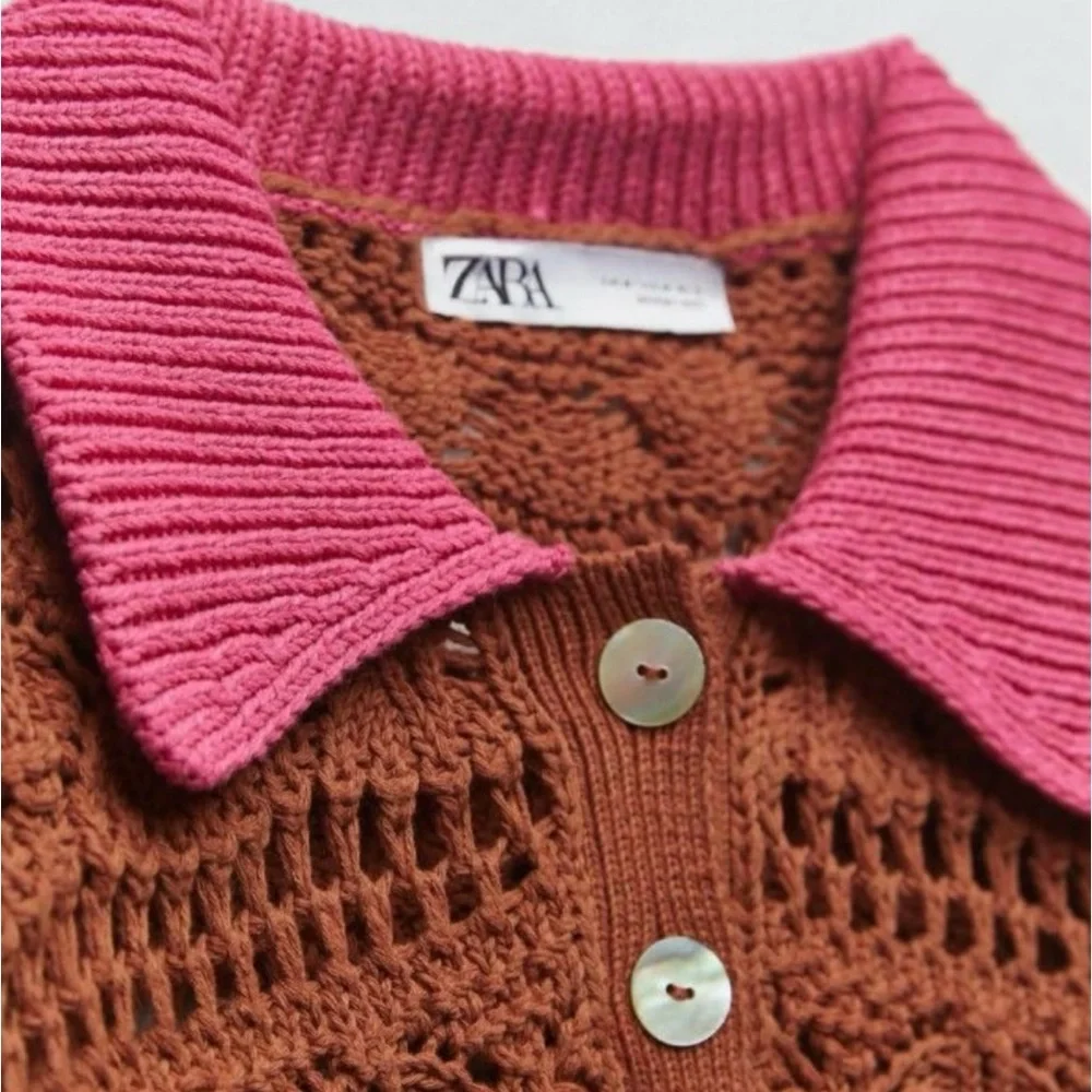 ZARA POINTELLE CROCHETED CROP TOP
